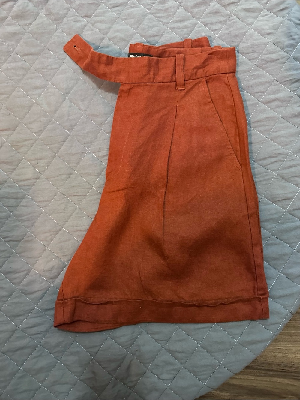 Madewell Rust Orange Midi Belted A-Line Short